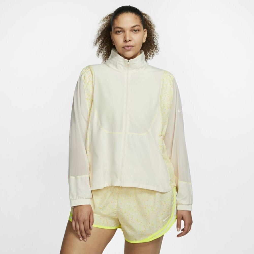 Nike Icon Clash Running Jacket Size 1X Beige Packable Reflective